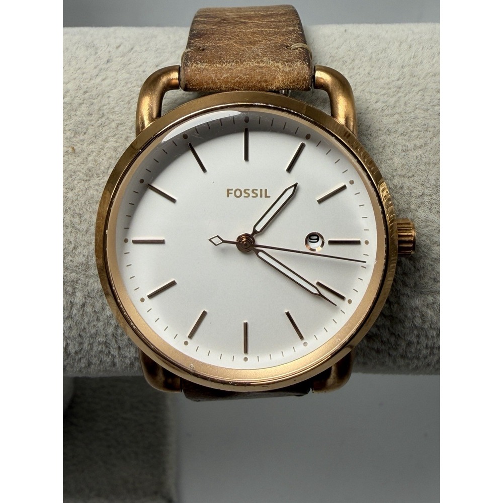 Fossil The Commuter ES4335 New Battery Ladies Watch 34MM 7.25" Leather Band